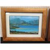 Image 2 : Qty 2 Paintings on Canvas, Oceanscapes by Artist Patrick Dowell, Koa Wood Framed 8" x 6.5"