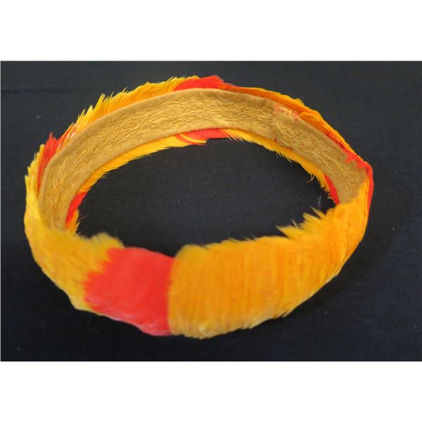 Yellow w/ Orange Feather Lei Hatband 8"dia