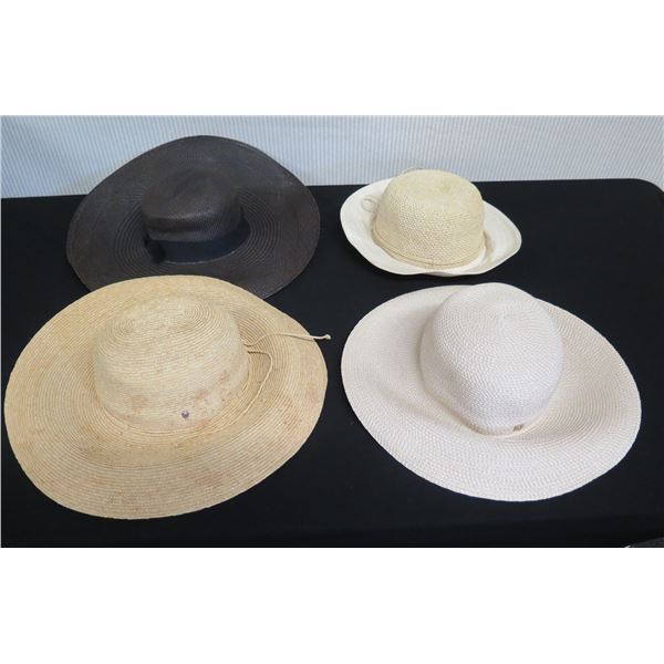 Qty 4 Wide-Brim Sun Hats: Helen Kaminiski, Sen Si Studio, Eric Javits, Misc Styles