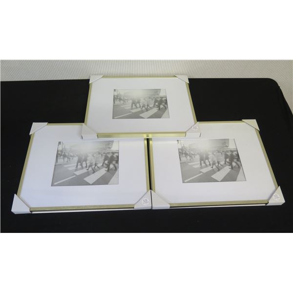 Qty 3 Metal 14" x 18" Photo Frames, Matted for 8" x 10" Art, New