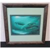 Image 1 : Manatee Art on Ceramic Tile by Wyland, Framed 14" x 14"