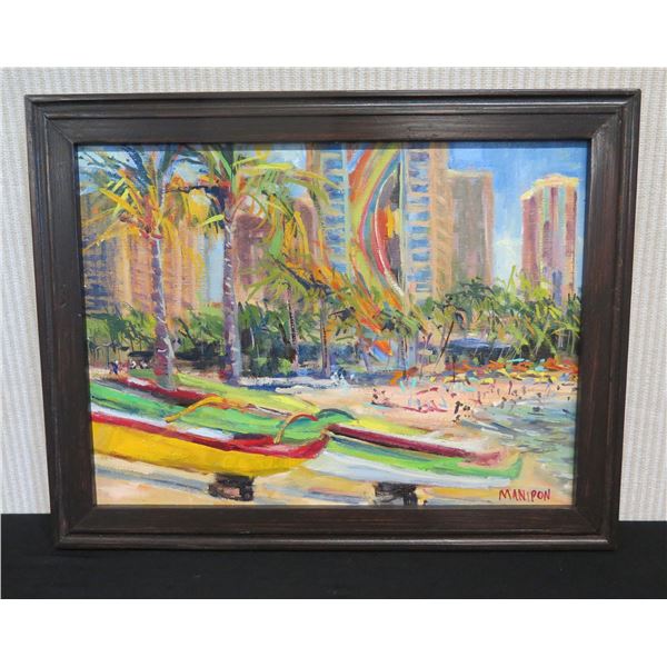 Original Oil Painting on Wood Panel by Artist Yvonne Manipon, Kaiser Bowls, Framed 19" x 15"
