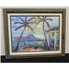 Image 1 : Oil Painting on Canvas by Wayne Christiansen, View of Diamond Head, Canvas 16" x 12"