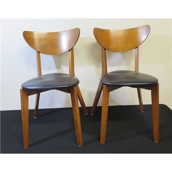 Qty 2 Wooden Chairs w/ Upholstered Triangular Seats 15" x 17" x 32"H