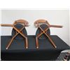 Image 9 : Qty 2 Wooden Chairs w/ Upholstered Triangular Seats 15" x 17" x 32"H
