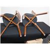 Image 8 : Qty 2 Wooden Chairs w/ Upholstered Triangular Seats 15" x 17" x 32"H