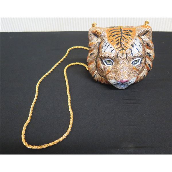 Wright Collection by Janice Teply Wright Beaded Handbag w/ Tiger Face 5" x 5"