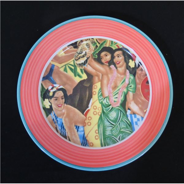 Matson Navigation Plate, Art by Eugene Savage 11" Dia, Lynn Krantz Hawaiiana Ware