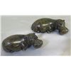 Image 1 : Qty 2 Hippopotamus Figurines Made in Zimbabwe 7"L