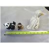 Image 7 : Qty 3 Figurines: Penguin Made in Africa, Owl & Panda Bear, Misc Sizes
