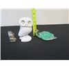 Image 8 : Qty 3 Figurines: 2 Owls & Turtle, Misc Sizes