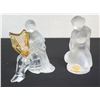 Image 1 : Qty 2 Lalique Cristal Paris Frosted Glass Angel Figurines, Misc Sizes