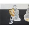 Image 2 : Qty 2 Lalique Cristal Paris Frosted Glass Angel Figurines, Misc Sizes
