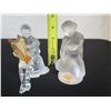 Image 8 : Qty 2 Lalique Cristal Paris Frosted Glass Angel Figurines, Misc Sizes