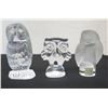 Image 1 : Qty 3 Lalique, Waterford & Boda Glass Owl Figurines, Misc Sizes