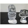 Image 2 : Qty 3 Lalique, Waterford & Boda Glass Owl Figurines, Misc Sizes
