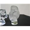 Image 4 : Qty 3 Lalique, Waterford & Boda Glass Owl Figurines, Misc Sizes