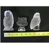 Image 8 : Qty 3 Lalique, Waterford & Boda Glass Owl Figurines, Misc Sizes