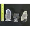 Image 9 : Qty 3 Lalique, Waterford & Boda Glass Owl Figurines, Misc Sizes