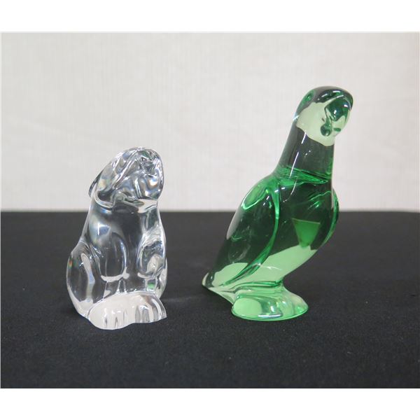 Qty 2 Baccarat Figurines: Bird & Bunny, Misc Sizes