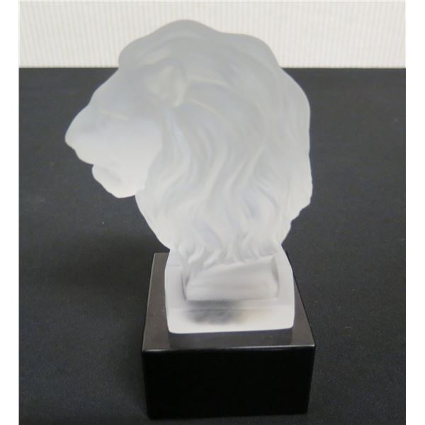 Frosted Glass Lion Head on Stand 3" x 7"H