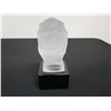Image 2 : Frosted Glass Lion Head on Stand 3" x 7"H