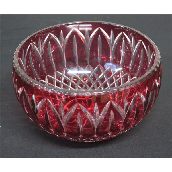 Red Glass Bowl w/ Pinwheel Cut-Out Design 9"dia, 5"H