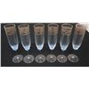Image 1 : Qty 6 Stemmed Champagne Flutes w/ Floral Design 9"H