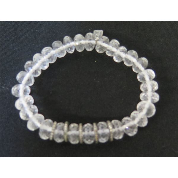 LS Clear Bead Bracelet w/ Metal Tag Approx 2.5"dia