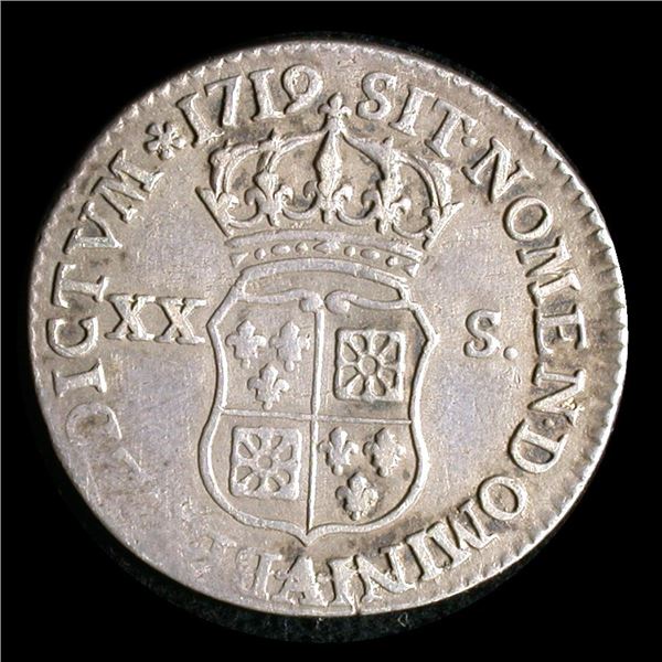 France 1719-A 'John Law' Silver 20 Sols