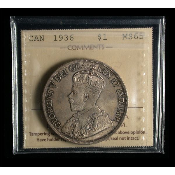 1936 One Dollar, ICCS MS-65