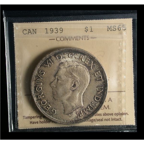 1939 One Dollar, ICCS MS-65