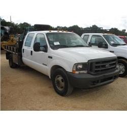 2002 FORD F350XL CREW CAB FLATBED TRUCK