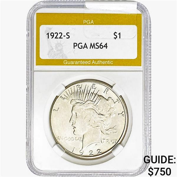 1922-S Silver Peace Dollar PGA MS64