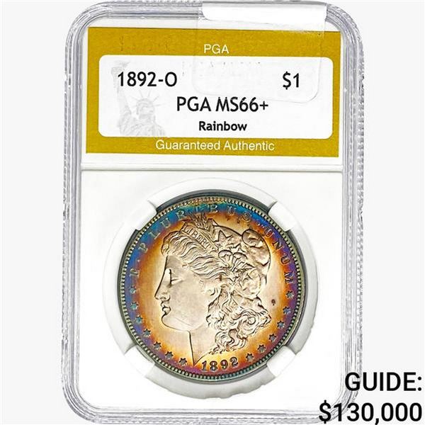 1892-O Morgan Silver Dollar PGA MS66+ Rainbow