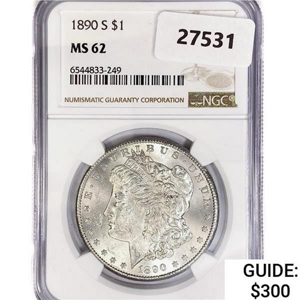1890-S Morgan Silver Dollar NGC MS62