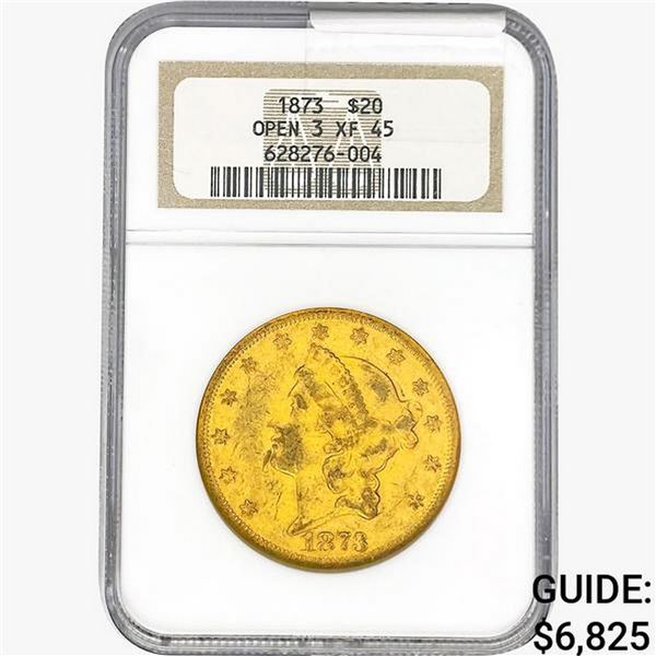 1873 $20 Gold Double Eagle NGC XF45 Open 3