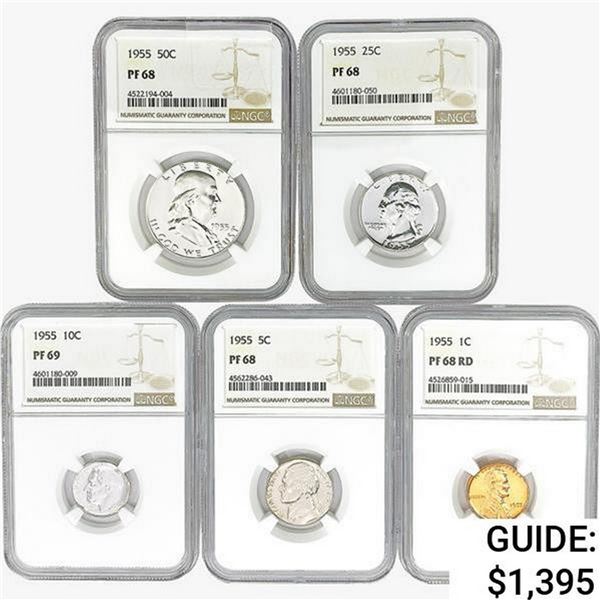 1955 [5] US Varied Coinage NGC PF68/69