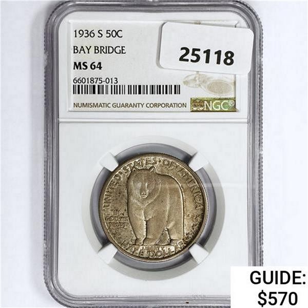1936-S Bay Bridge Half Dollar NGC MS64