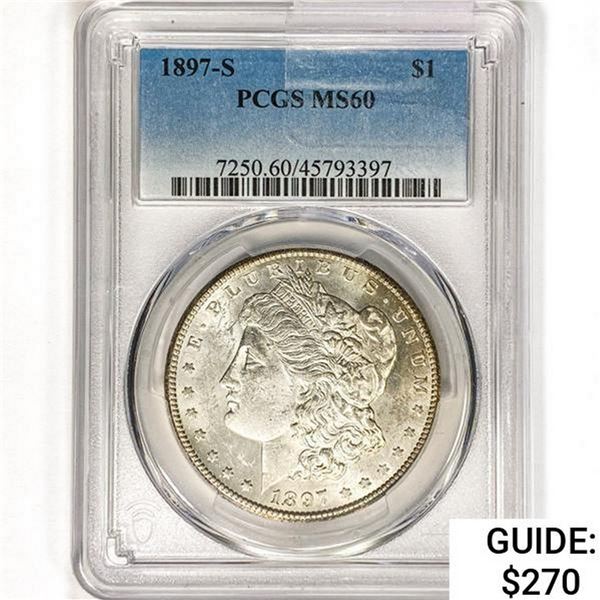 1897-S Morgan Silver Dollar PCGS MS60