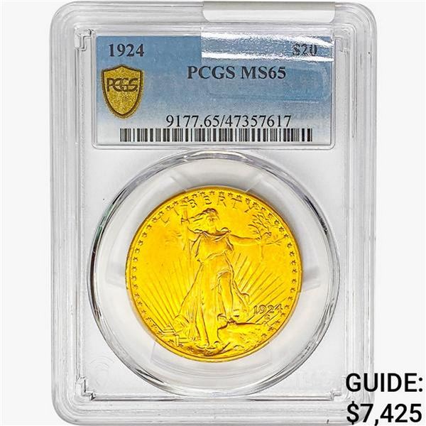 1924 $20 Gold Double Eagle PCGS MS65