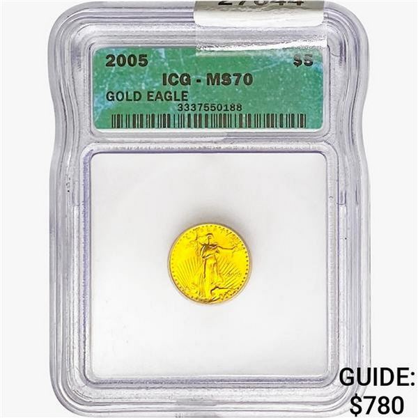 2005 1/10oz $5 AGE ICG MS70