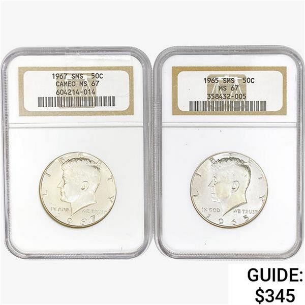 1965&1967 [2] Kennedy Half Dollar NGC MS67 SMS