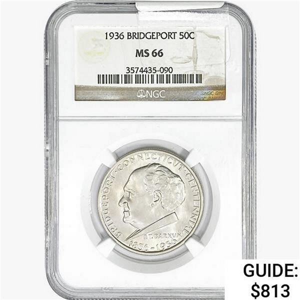 1936 Bridgeport Half Dollar NGC MS66