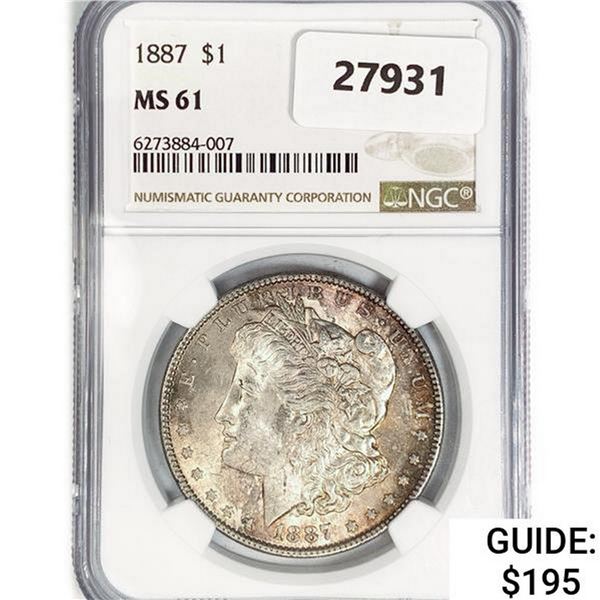 1887 Morgan Silver Dollar NGC MS61