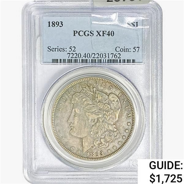 1893 Morgan Silver Dollar PCGS XF40