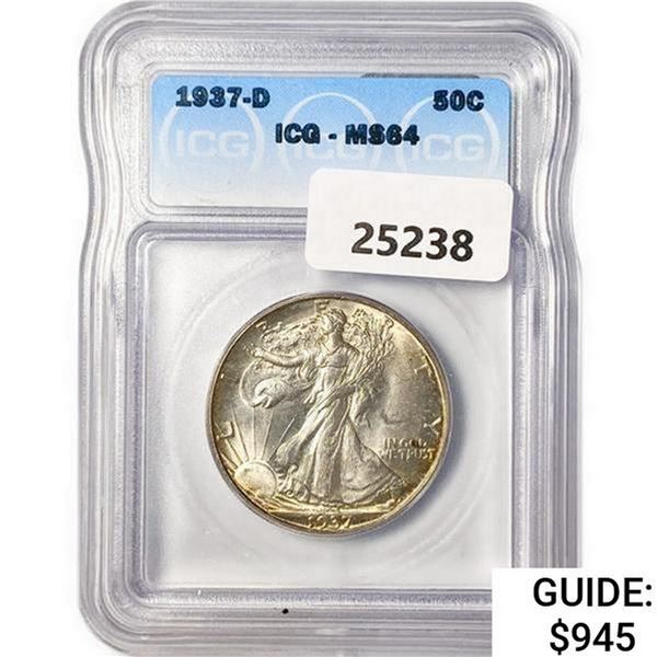 1937-D Walking Liberty Half Dollar ICG MS64