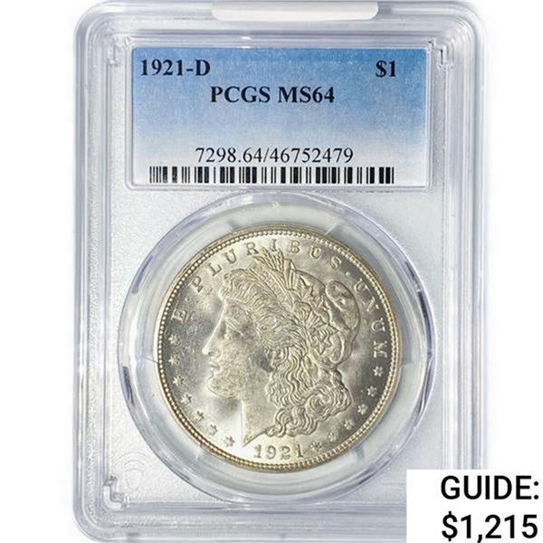 1921-D Morgan Silver Dollar PCGS MS64