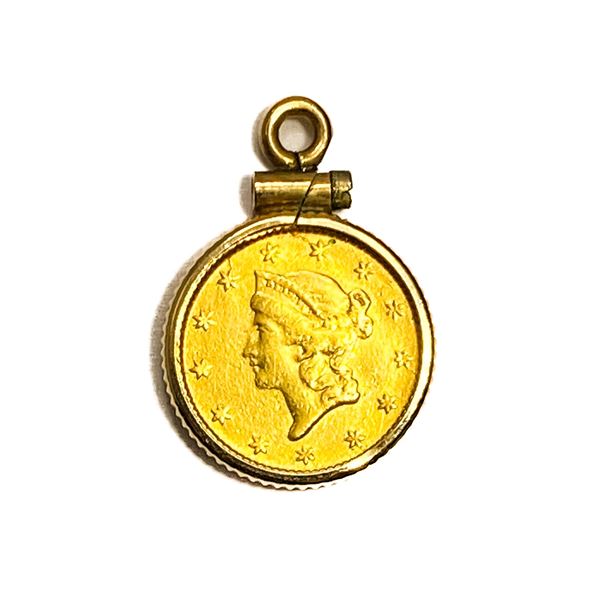 $1 Gold Love Token 14K Gold Bezel