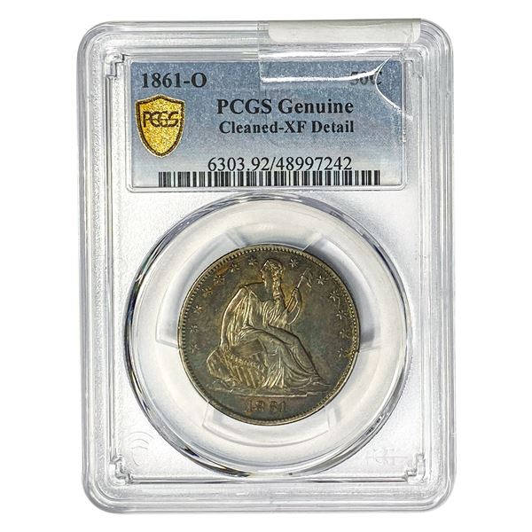 1861-O Seated Liberty Half Dollar PCGS Genuine XF Detail